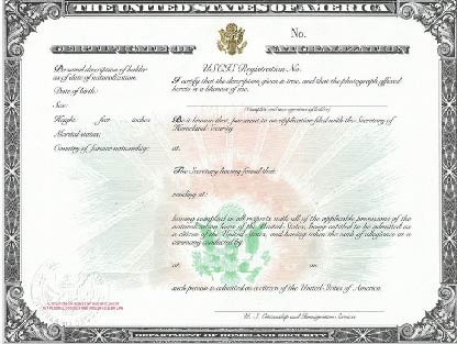 certificate of naturalization